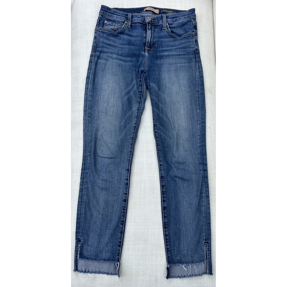 7 For All Mankind Roxanne Jeans Blue Size 28 Women Ankle Mid Rise Raw Hem